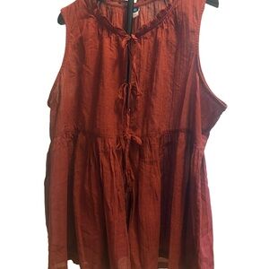 Old Navy Sheer Sleeveless Tie-Front Tunic Top - Rust Orange- Size XXL Tall